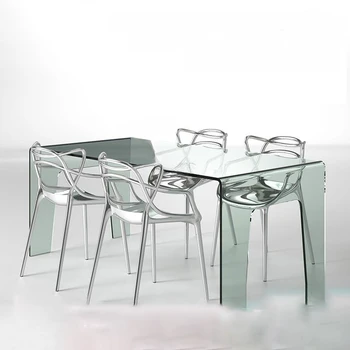 Прозрачный обеденный стул для кухни Современная мода с подлокотником Хрустальный стул для гостиничного клуба ресторана Простое акриловое кресло Ins