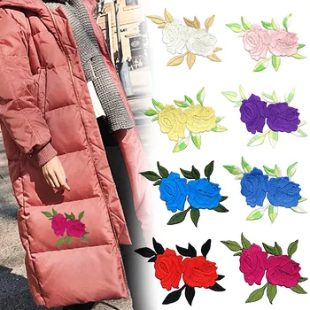 1 шт. красочная аппликация из роз, Нашивка с вышитыми цветами, пришитая на сумки для одежды Ручной работы, Аксессуары для одежды своими руками