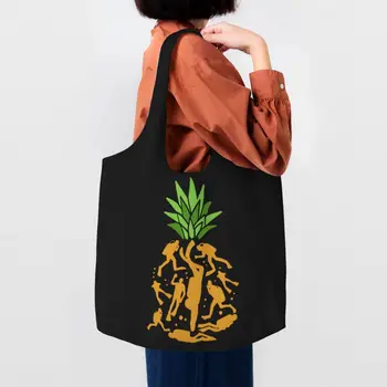 Сумка для покупок с ананасом для аквалангистов, Холщовая сумка для покупок, сумка для покупок через плечо, портативная сумка для дайвинга большой емкости