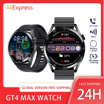 2023 Оригинальные спортивные смарт-часы GT4 Max с NFC, GPS, Bluetooth-вызовом, беспроводным зарядным устройством, трекером артериального давления с HD-экраном, фитнесом