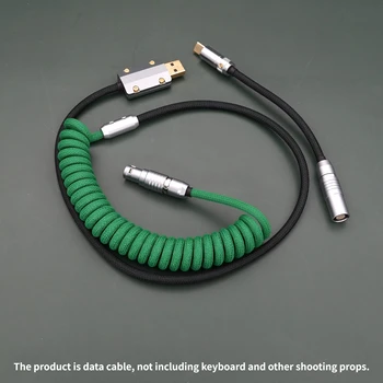 Механическая клавиатура GeekCable ручной работы на заказ, кабель для передачи данных GMK Theme SP Keycap Line травянисто-зеленого и черного цветов.