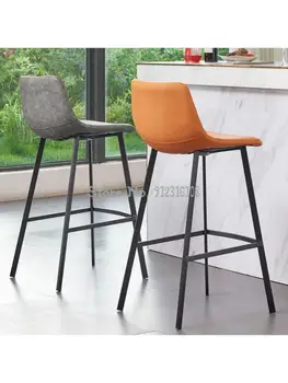 Барный стул Nordic net красного цвета, легкий роскошный барный стул в стиле ретро, современный домашний стульчик для кормления с железной спинкой, простой барный стул