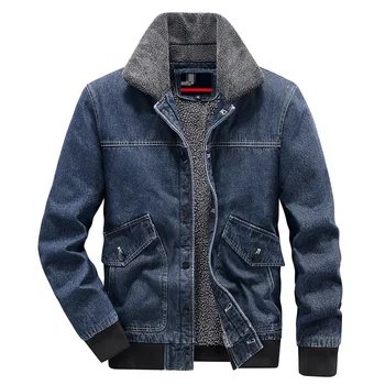 Зимние джинсовые куртки, пальто, мужская флисовая джинсовая куртка, уличная одежда, толстая флисовая повседневная куртка, пальто, мужская одежда, теплое пальто 4XL