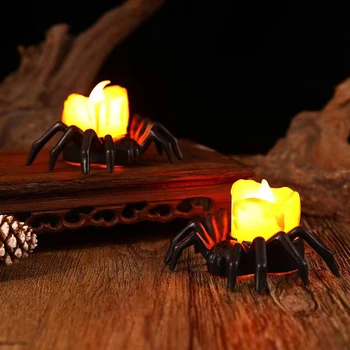 неоэкзотичный тыквенный ночник с пауком, украшения для Хэллоуина, светодиодные электронные свечи, наборы для создания атмосферы, реквизит для детских праздничных подарков