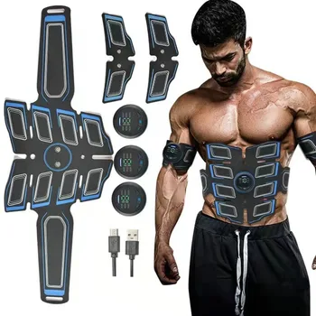 Тренажер для стимуляции мышц живота EMS, USB-аккумуляторный Массажер для похудения + 3 контроллера для массажа пресса живота