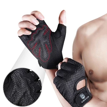 Профессиональные перчатки для тренажерного зала WOSWEIR, аксессуары для фитнеса, поднятие тяжестей для женщин, мужчин, Кроссфит, защита для рук на половину пальца