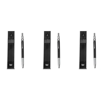 3шт Механический карандаш 2,0 мм Грифельный карандаш для черновых рисунков, Плотницкое рукоделие, художественные зарисовки С 36 шт заправкой - черный