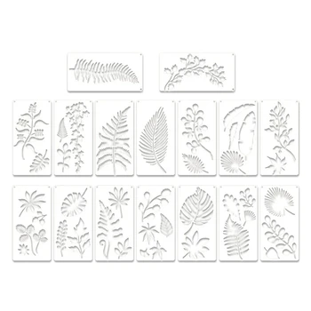 Трафарет из 32 частей листьев многоразового использования, трафарет для рисования на листе, трафарет для стен, шаблон с рисунком листьев, тропический лист многоразового использования