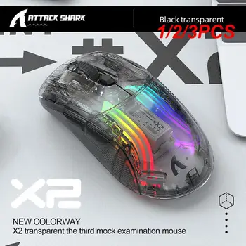 1/2/3ШТ Беспроводная мышь Трехрежимная прозрачная мышь Attack Shark X2RGB Светящаяся Новая мышь для электронных соревнований по игре в мышь