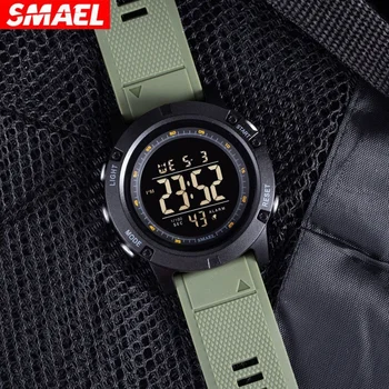 Повседневные мужские часы Smael, простая светящаяся многофункциональная сигнализация, водонепроницаемые спортивные электронные часы