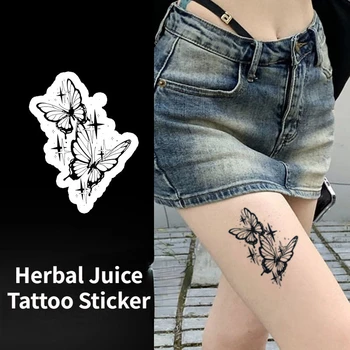 Сексуальные наклейки с татуировками Starlight Juice Женщины Мужчины Временные татуировки с черной бабочкой Панк Поддельная татуировка Tatoo Tatuaje Cute Festival