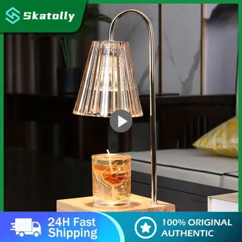 Лампа для плавления ароматерапевтического воска Высококачественная квадратная деревянная основа Может использоваться как прикроватная лампа Лампа-свеча с эфирным маслом Долговечна