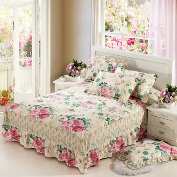 Великолепный и элегантный процесс вышивки вышитая юбка для кровати - роскошное украшение спальни - двуспальная простыня