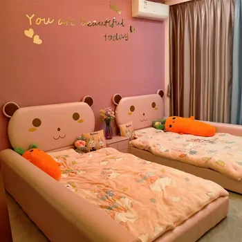 Детская мебель Девочка Принцесса Сестры вторая родительско-детская кровать комбинированная кровать сращивание главной спальни кожаное ограждение кровати