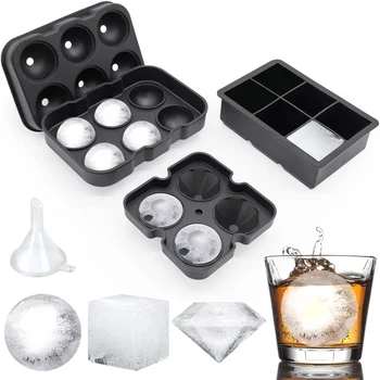 Формы для кубиков льда для морозильной камеры Шарик для льда для виски Многоразовая Алмазная форма для льда Большие лотки для кубиков льда Силиконовые кухонные принадлежности