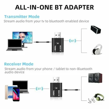 USB Bluetooth5.0 Адаптер Приемника AUX 3,5 мм Аудио Беспроводной Передатчик Длительная Работа Аудиокодек aptX С Низким Потреблением Для автомобилей