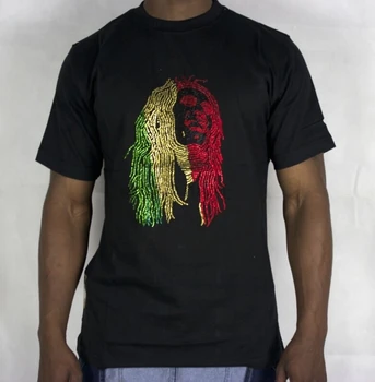 2023 Новая летняя футболка Time Is Money Bob Marley, стразы, Мульти-Раста, хип-хоп, побрякушки, повседневные модные мужские и женские футболки