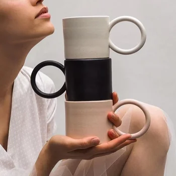 Ins большая ушная чашка в японском стиле, чашка для любителей скандинавского завтрака, простая чашка для воды, керамическая кружка высокой красоты