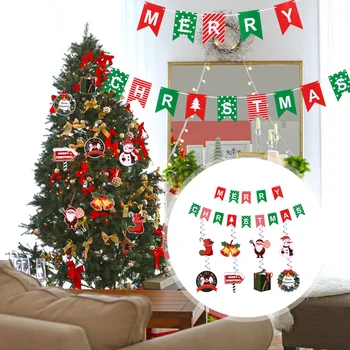 Рождественский вытягивающий спиральный декор Фоновый баннер Праздничная вечеринка ПВХ Декоративные Подвесные флаги Флаги