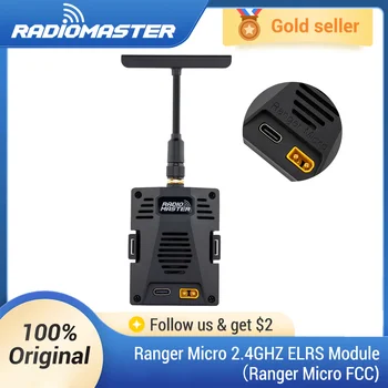 Модуль ELRS RADIOMASTER Ranger Micro 2,4 ГГц, высокоэффективная система охлаждения, поддержка Wi-Fi и Bluetooth, Т-образная антенна в комплекте