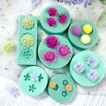 Серия Mini Flowers Силиконовая форма для выпечки тортов с помадкой ручной работы, Шоколадно-Сахарные Принадлежности для тортов, Форма для изготовления полимерной глины