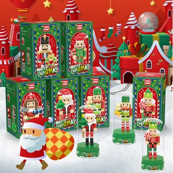 Веселого Рождества, Щелкунчик, микро Строительный блок, 3D модель, собранные мини-кирпичики, фигурки, игрушка для детей, подарок с дисплеем