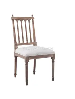Изготовленный на заказ стул в стиле французского кантри в стиле ретро, Простая спинка из цельного дерева, Новый китайский Скандинавский ресторанный Дизайнерский обеденный стул