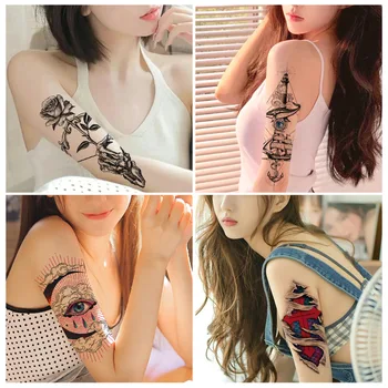 Красочные временные наклейки с татуировками для сексуальных и стильных рукавов, татуировки с переносом воды для любителей сайпана и слонов
