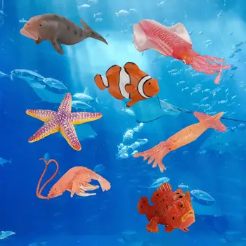 7 Шт. Фигурки морских животных Игрушки для ванной Кальмары для малышей Мальчиков и детей